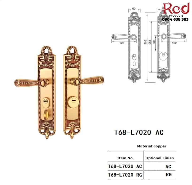 Khóa cửa đại sảnh bằng đồng cho biệt thự T68-L7020 7