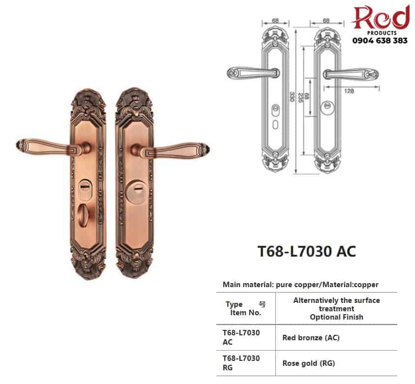 Khóa cửa đại sảnh đồng thau cao cấp T68-L7030 7