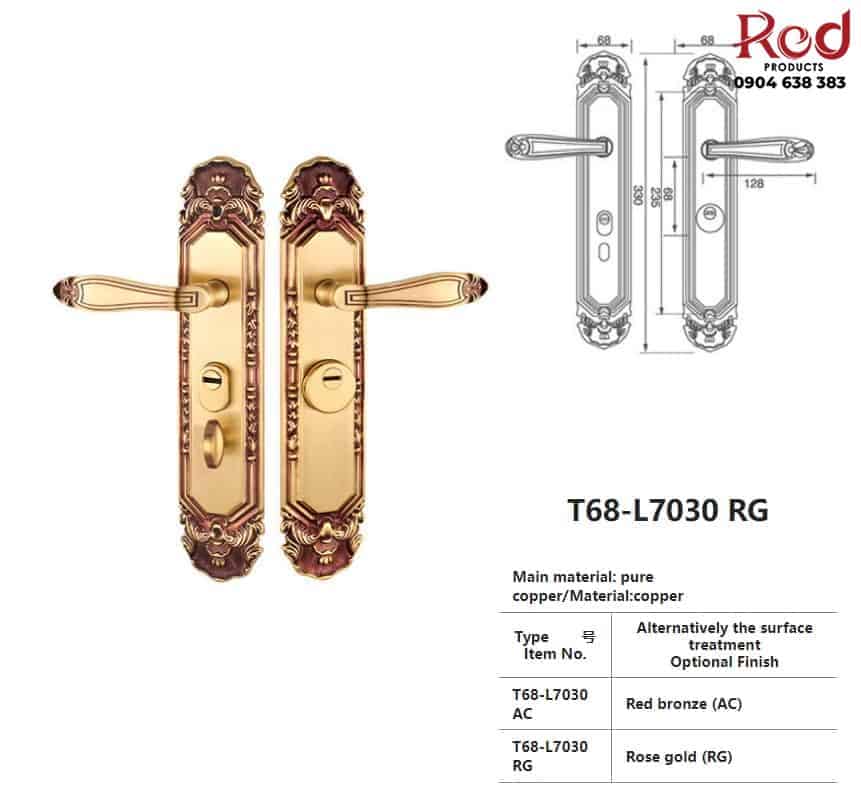 Khóa cửa đại sảnh đồng thau cao cấp T68-L7030 8