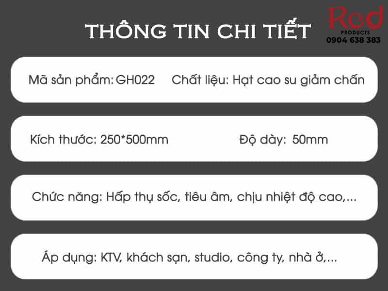 Tấm cao su tiêu âm giảm sốc 50x25x5cm GH022 6