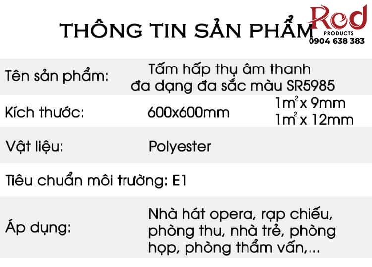 Tấm hấp thụ âm thanh đa dạng đa sắc màu SR5985 16