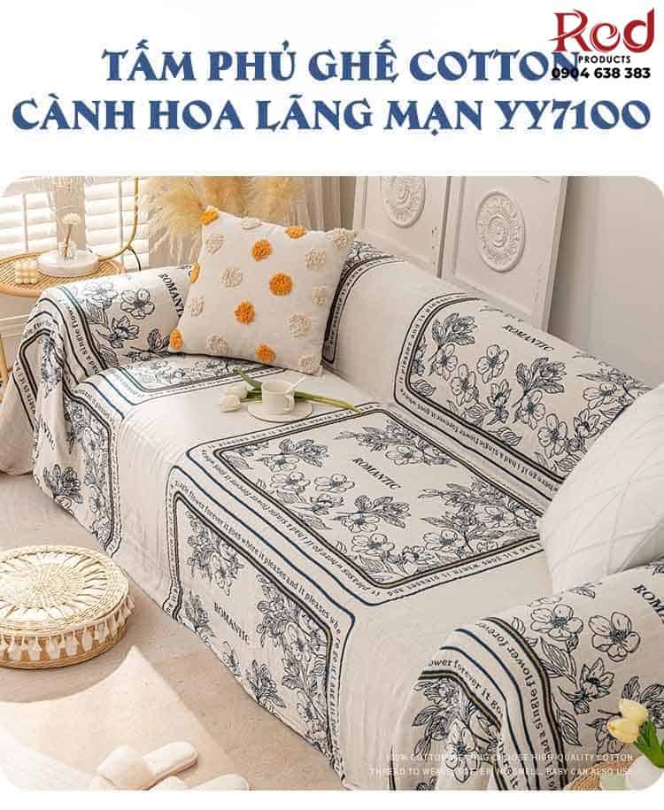 Tấm phủ ghế cotton cành hoa lãng mạn YY7100 11