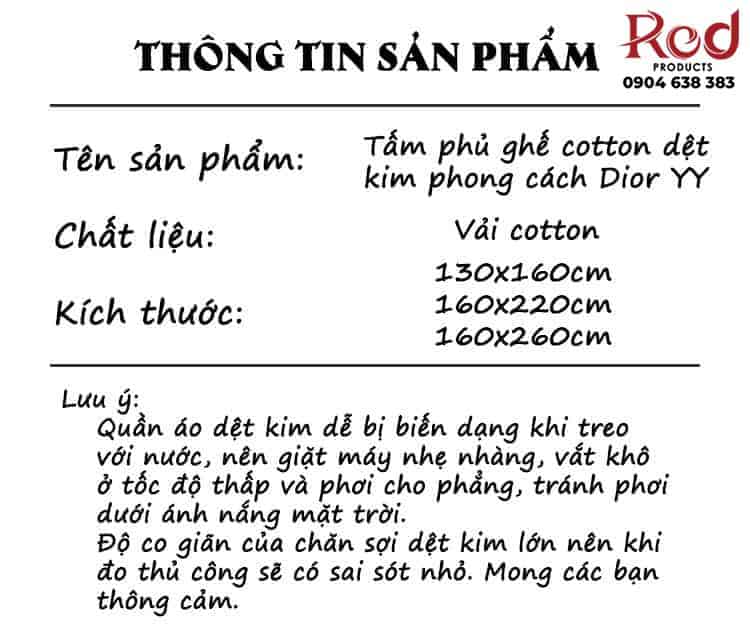 Tấm phủ ghế cotton dệt kim phong cách Dior YY1060 17