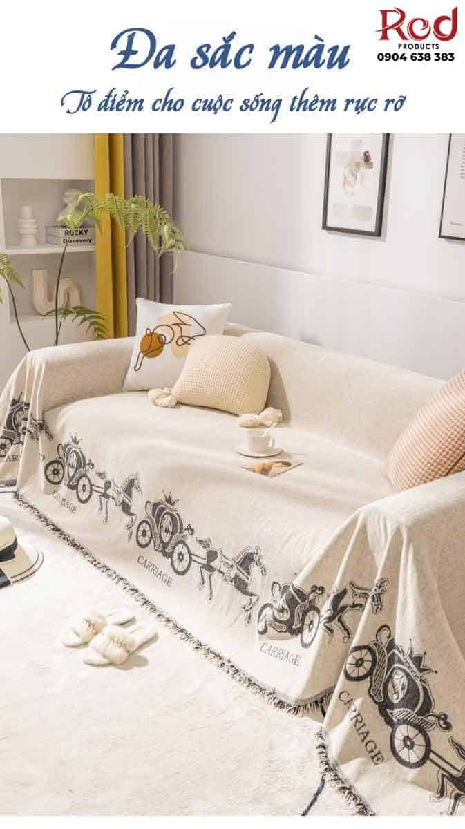 Tấm phủ ghế sofa 2 mặt xe ngựa bí ngô YY1403 11