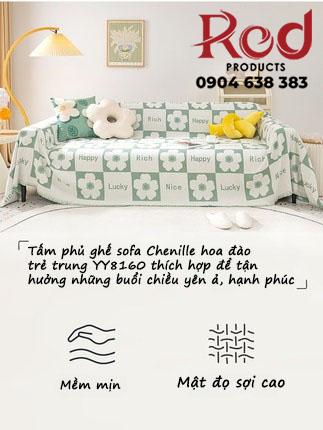 Tấm phủ ghế sofa Chenille hoa đào trẻ trung YY8160 18