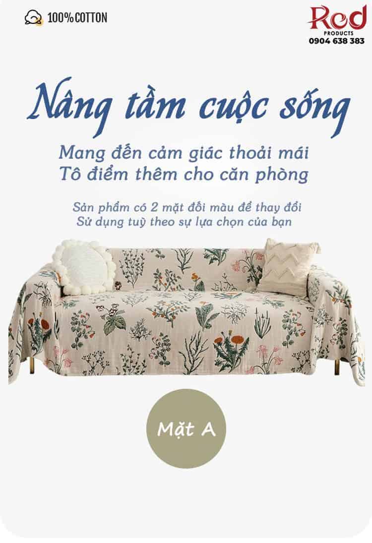 Tấm phủ ghế sofa cotton cỏ cây hoa lá YY2204 9