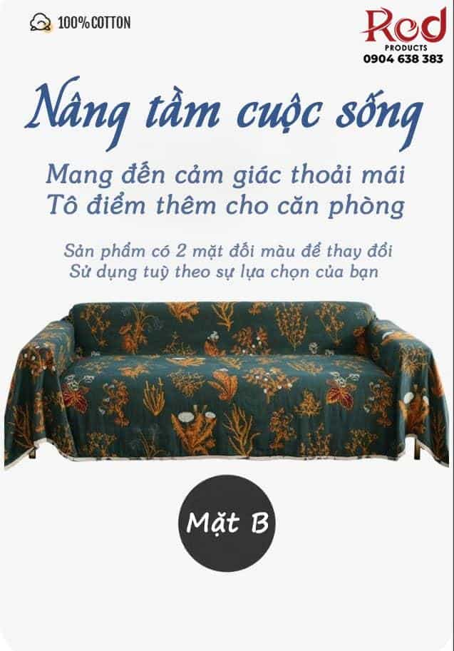 Tấm phủ ghế sofa cotton cỏ cây hoa lá YY2204 10