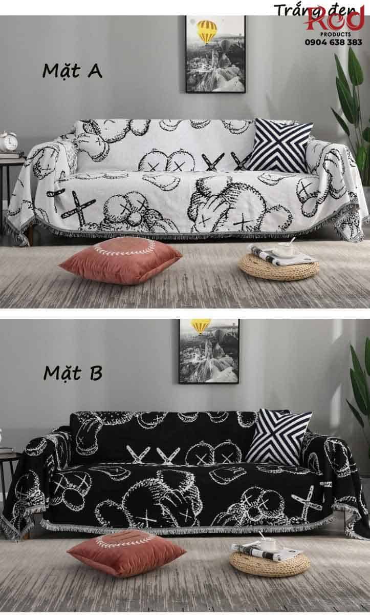 Tấm phủ ghế sofa cotton hiện đại hình Kaws YY1501 15