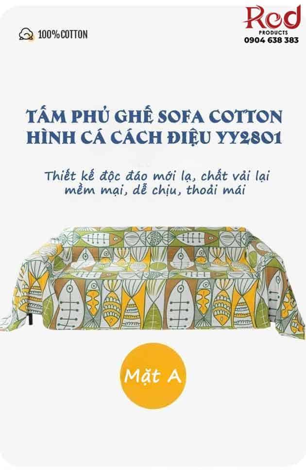 Tấm phủ ghế sofa cotton hình cá cách điệu YY2801 11