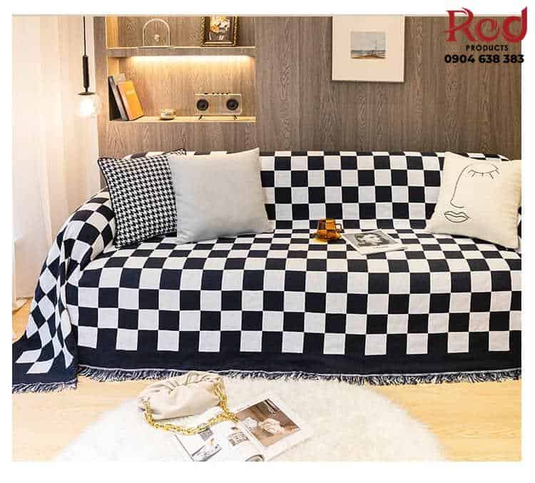 Tấm phủ ghế sofa cotton hoa văn bàn cờ YY2230 10