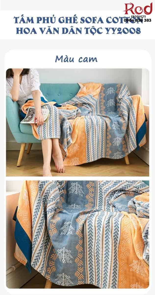 Tấm phủ ghế sofa cotton hoa văn dân tộc YY2008 9