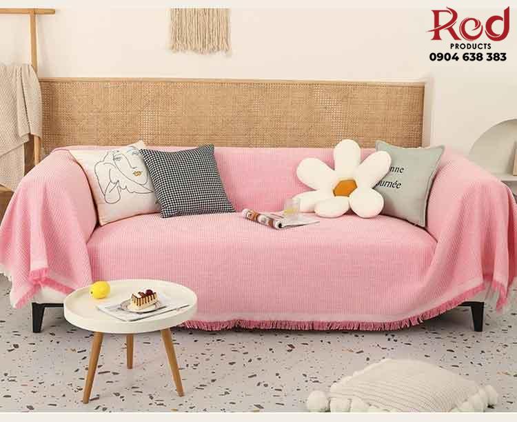 Tấm phủ ghế sofa sợi tổng hợp sọc nhỏ viền ren YY2107 15