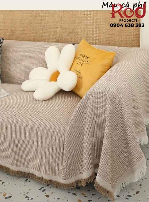 Tấm phủ ghế sofa sợi tổng hợp sọc nhỏ viền ren YY2107 21