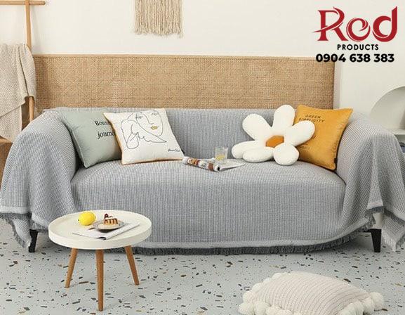 Tấm phủ ghế sofa sợi tổng hợp sọc nhỏ viền ren YY2107 17