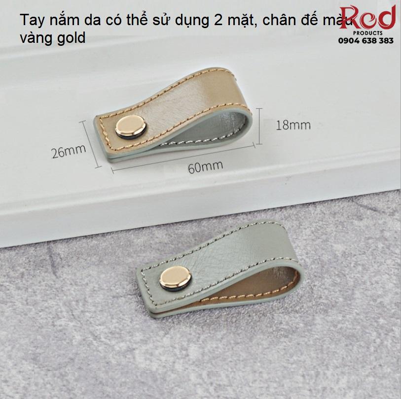 Tay nắm tủ áo da bò hai mặt xám kaki cao cấp SHH002 7