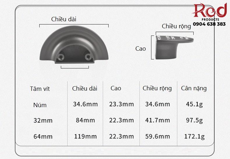 Tay nắm tủ hợp kim kẽm hình bán nguyệt LDS6462 14