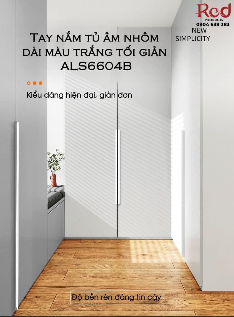 Tay nắm tủ âm nhôm dài màu trắng chữ F ALS6604BF 16