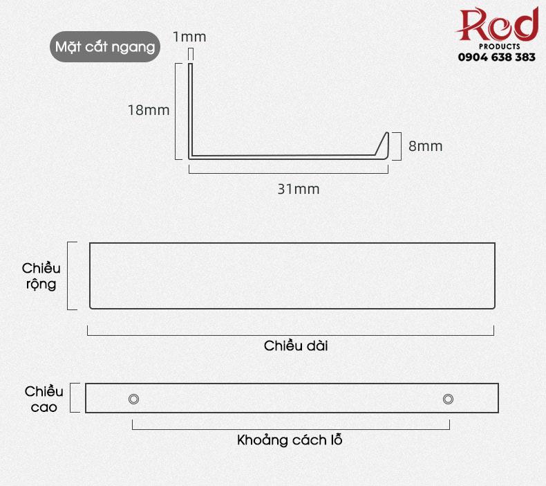 Tay nắm tủ âm nhôm dài màu trắng chữ F ALS6604BF 34