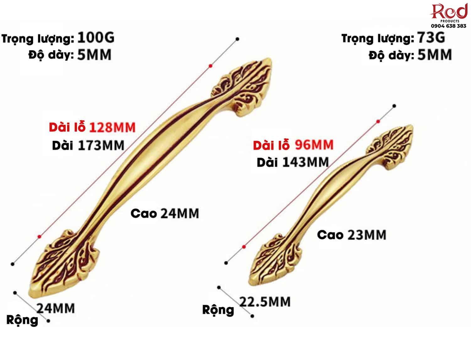 Tay nắm tủ đồng nguyên chất đặc ruột cao cấp LDS6610 15