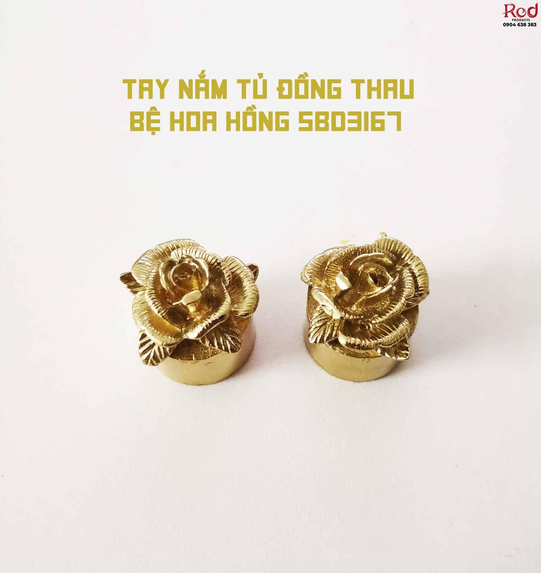 Tay nắm tủ đồng thau bệ hoa hồng SBD3167 8