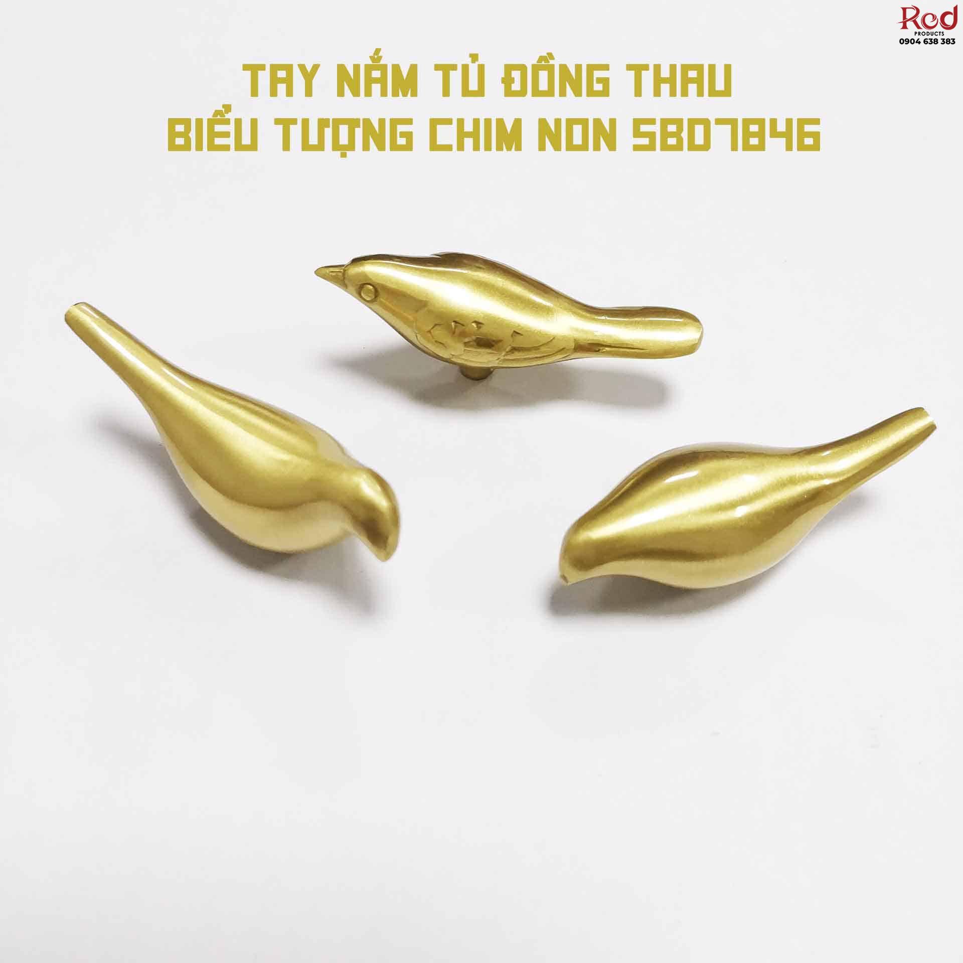 Tay nắm tủ đồng thau biểu tượng chim non SBD7846 8