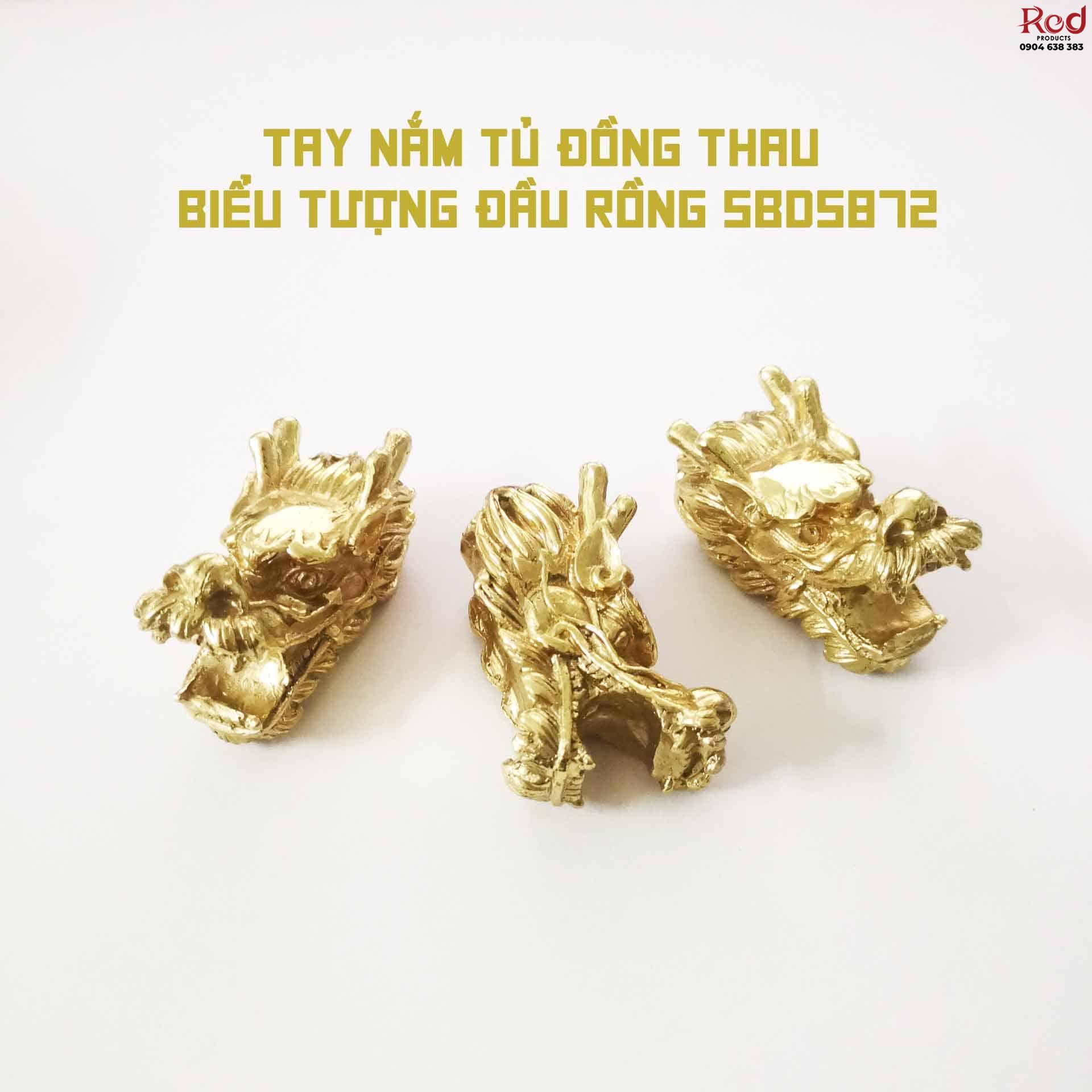 Tay nắm tủ đồng thau biểu tượng đầu rồng SBD5872 9