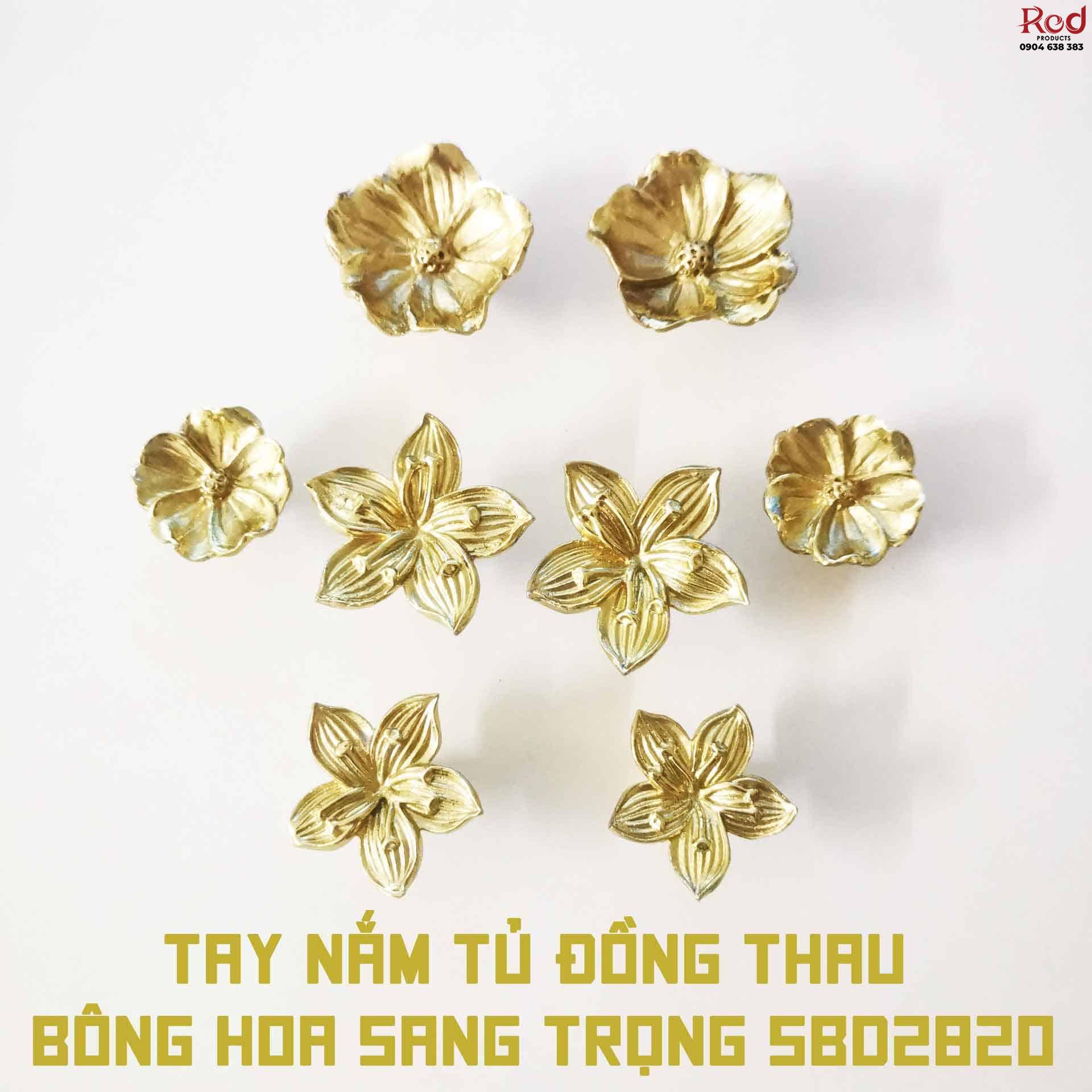 Tay nắm tủ đồng thau bông hoa sang trọng SBD2820 10