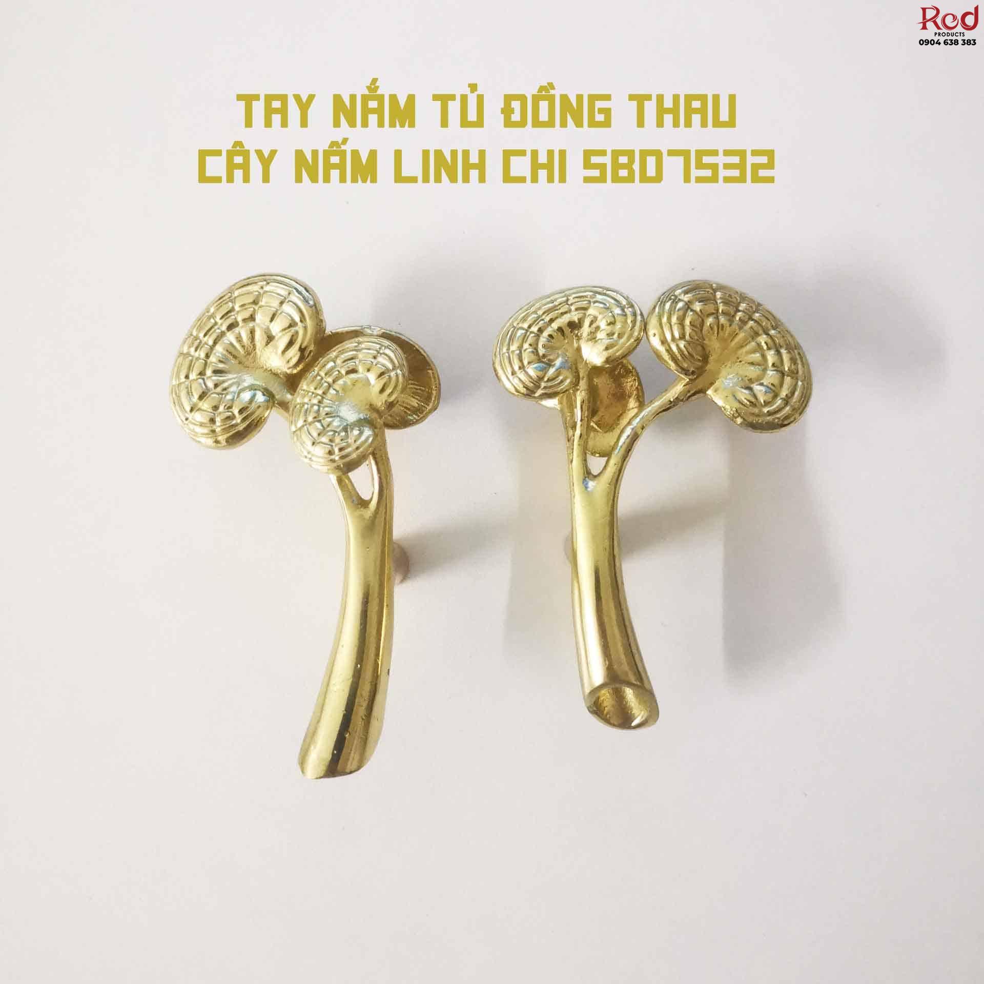 Tay nắm tủ đồng thau cây nấm linh chi SBD7532 8