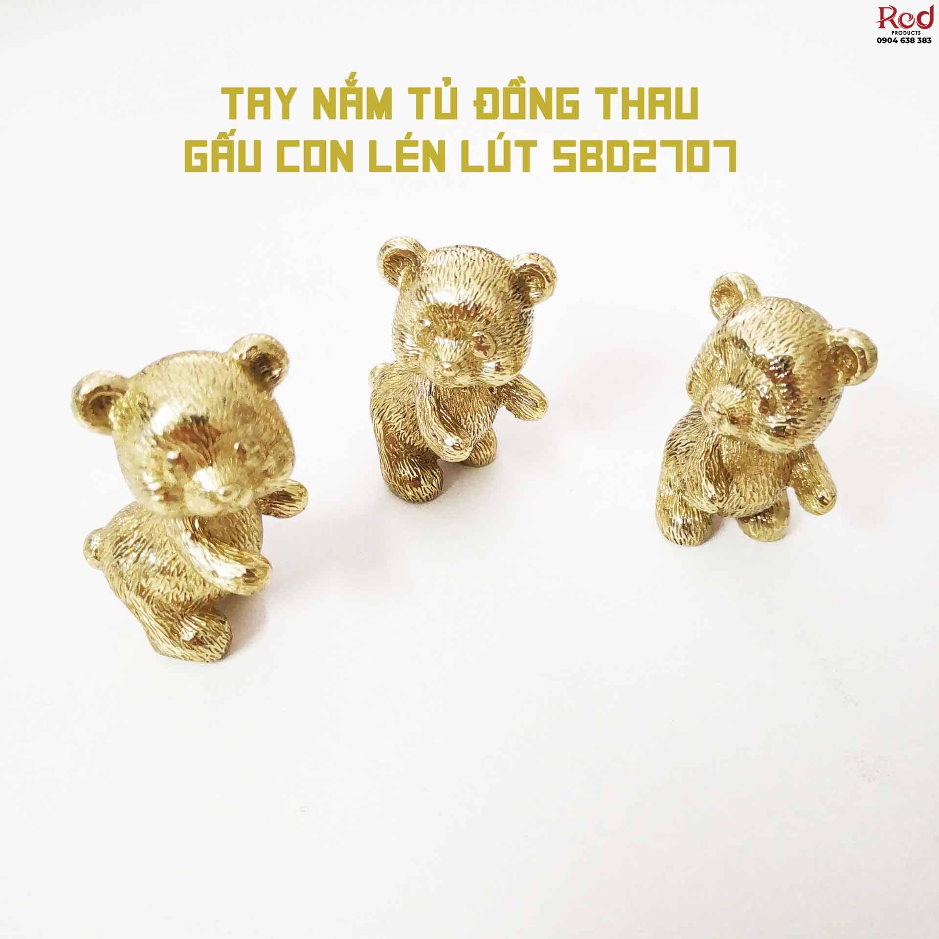 Tay nắm tủ đồng thau gấu con lén lút SBD2707 9