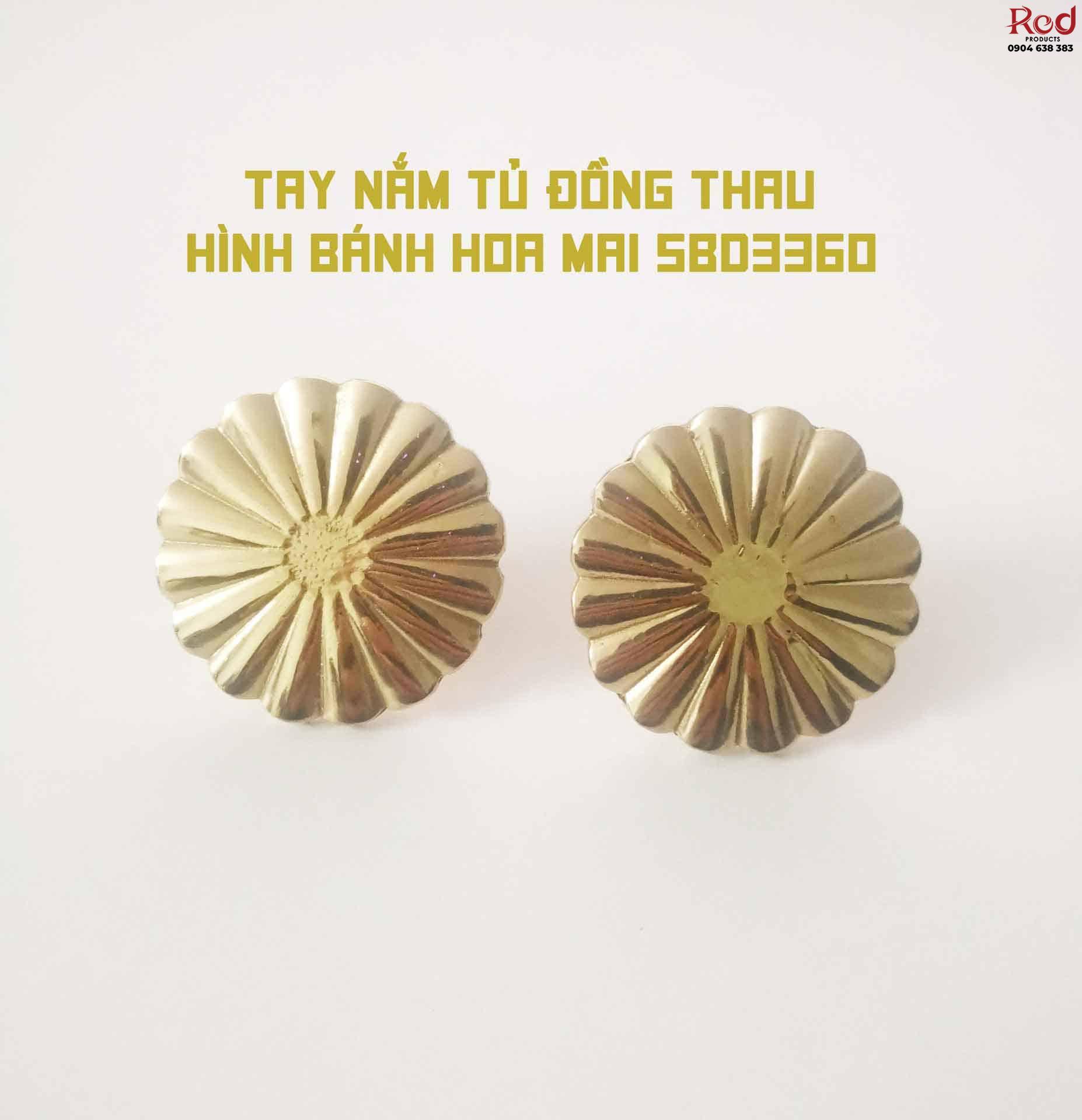 Tay nắm tủ đồng thau hình bánh hoa mai SBD3360 9