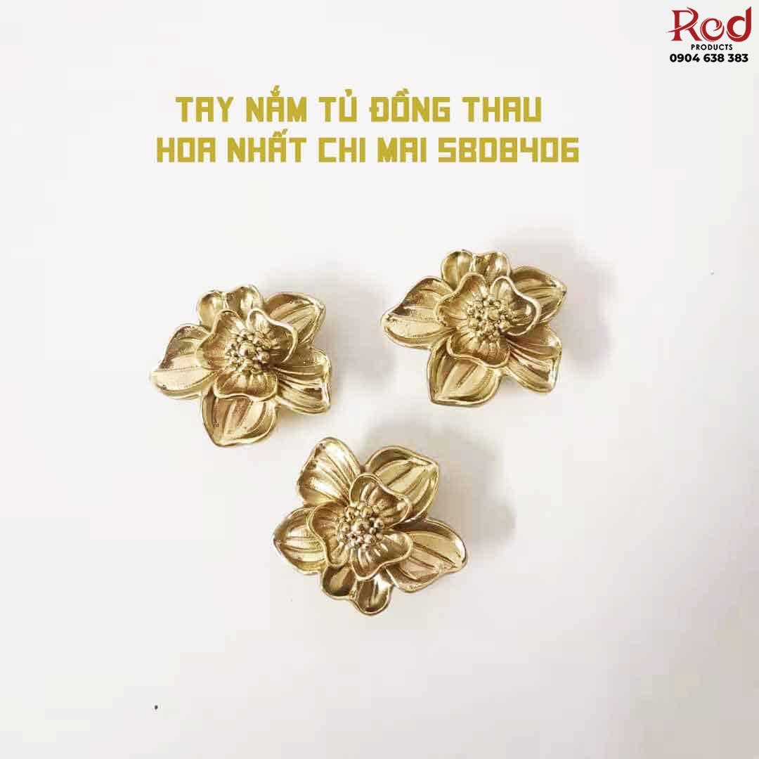 Tay nắm tủ đồng thau hoa nhất chi mai SBD8406 8