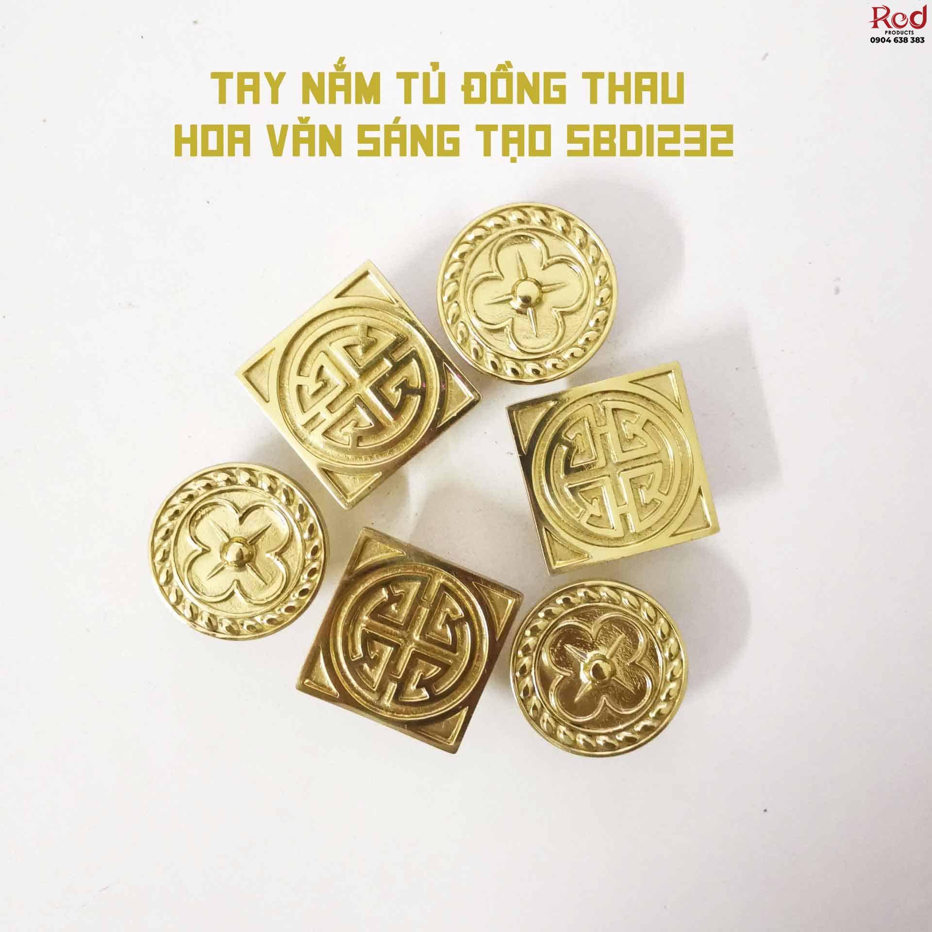 Tay nắm tủ đồng thau hoa văn sáng tạo SBD1232 8