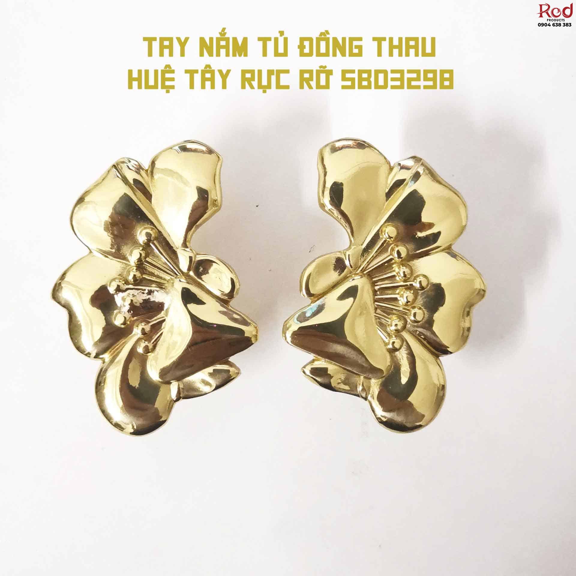 Tay nắm tủ đồng thau huệ tây rực rỡ SBD3298 8