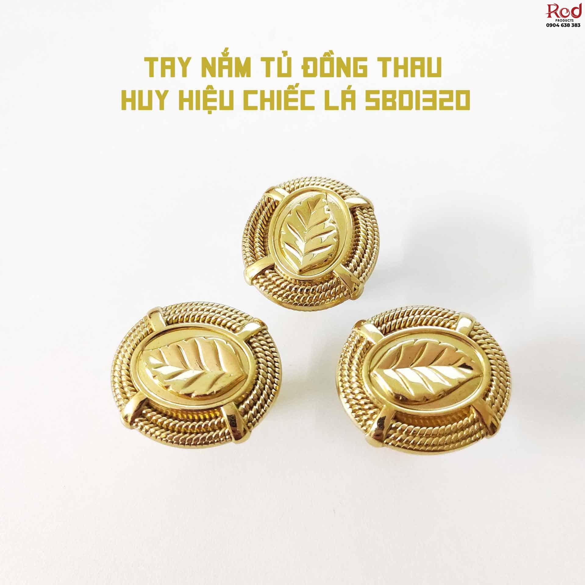 Tay nắm tủ đồng thau huy hiệu chiếc lá SBD1320 8