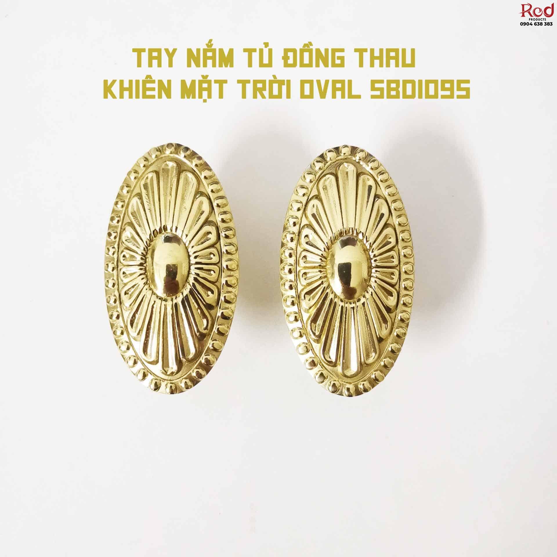 Tay nắm tủ đồng thau khiên mặt trời oval SBD1095 8