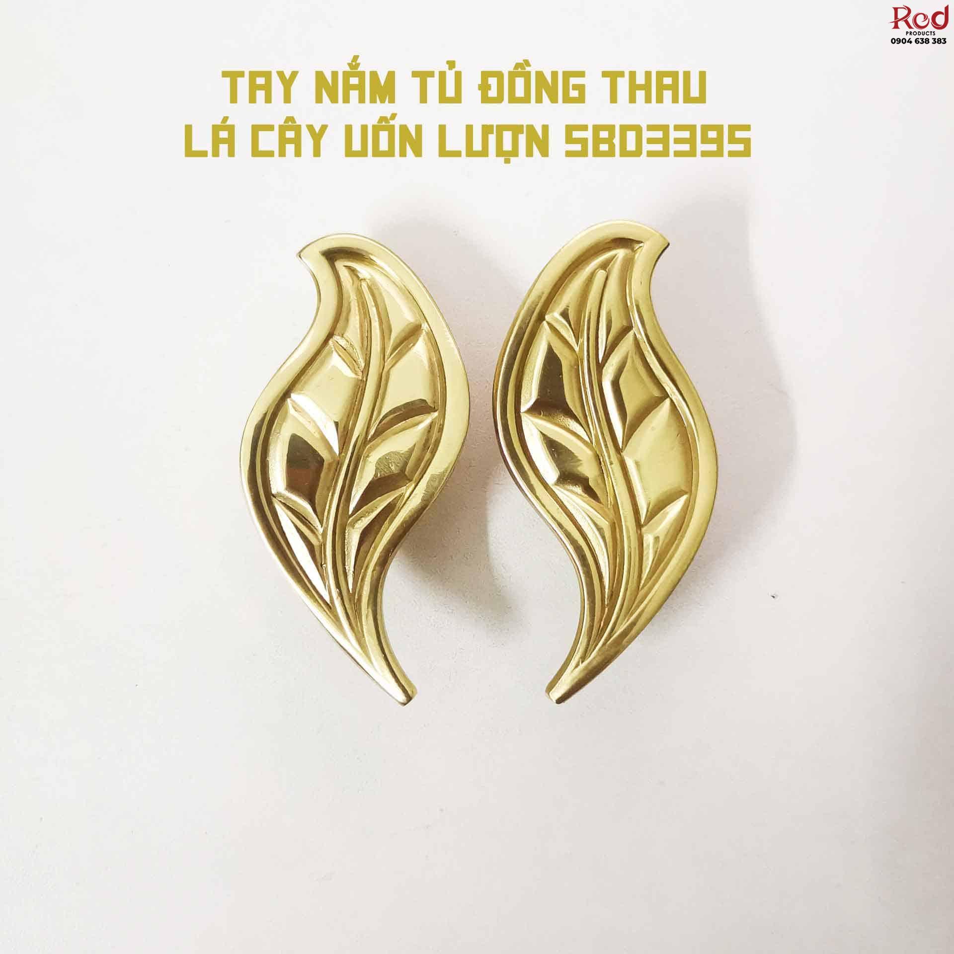 Tay nắm tủ đồng thau lá cây uốn lượn SBD3395 9