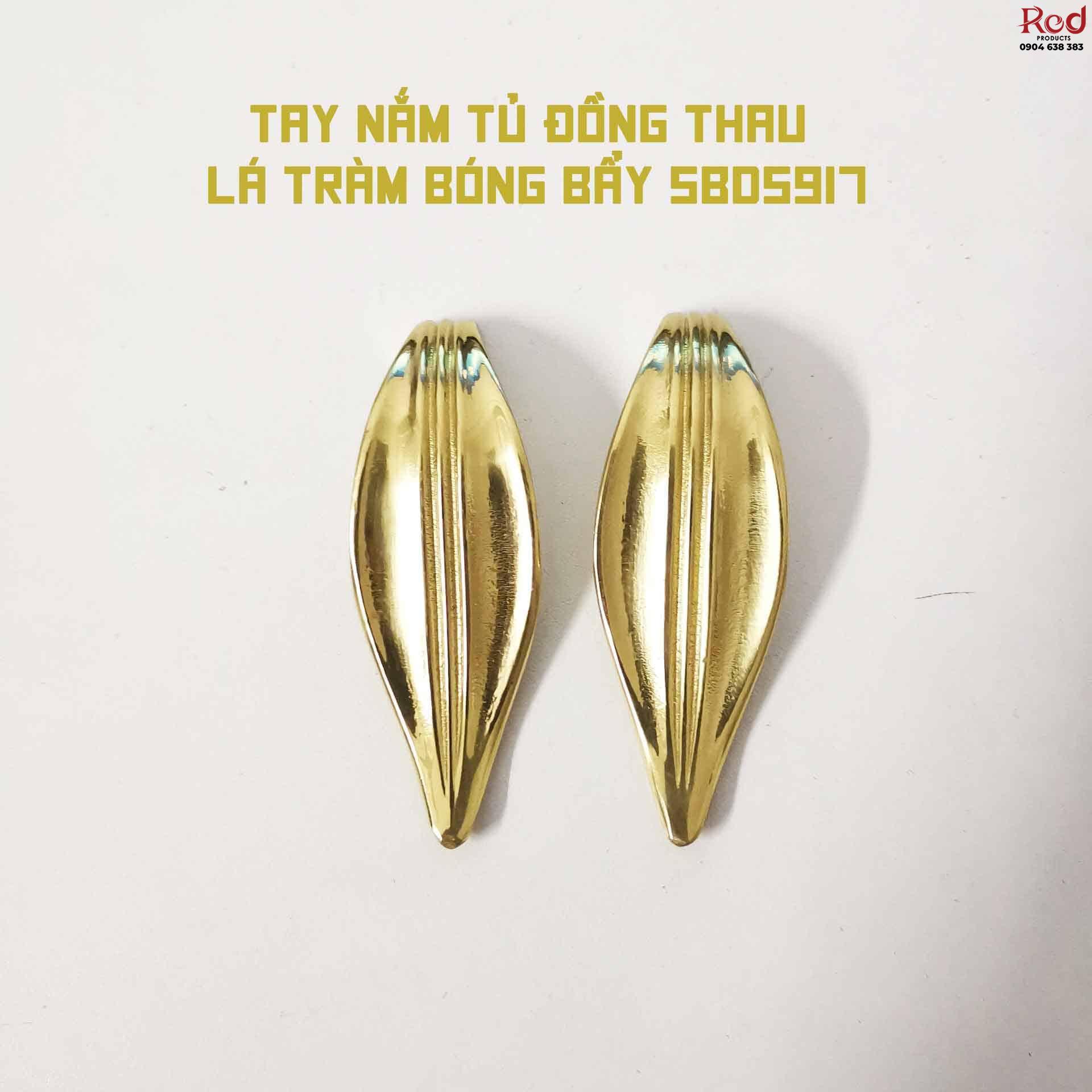 Tay nắm tủ đồng thau lá tràm bóng bẩy SBD5917 7