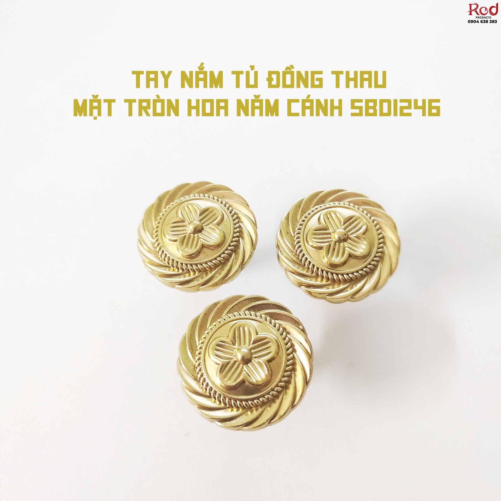 Tay nắm tủ đồng thau mặt tròn hoa năm cánh SBD1246 8