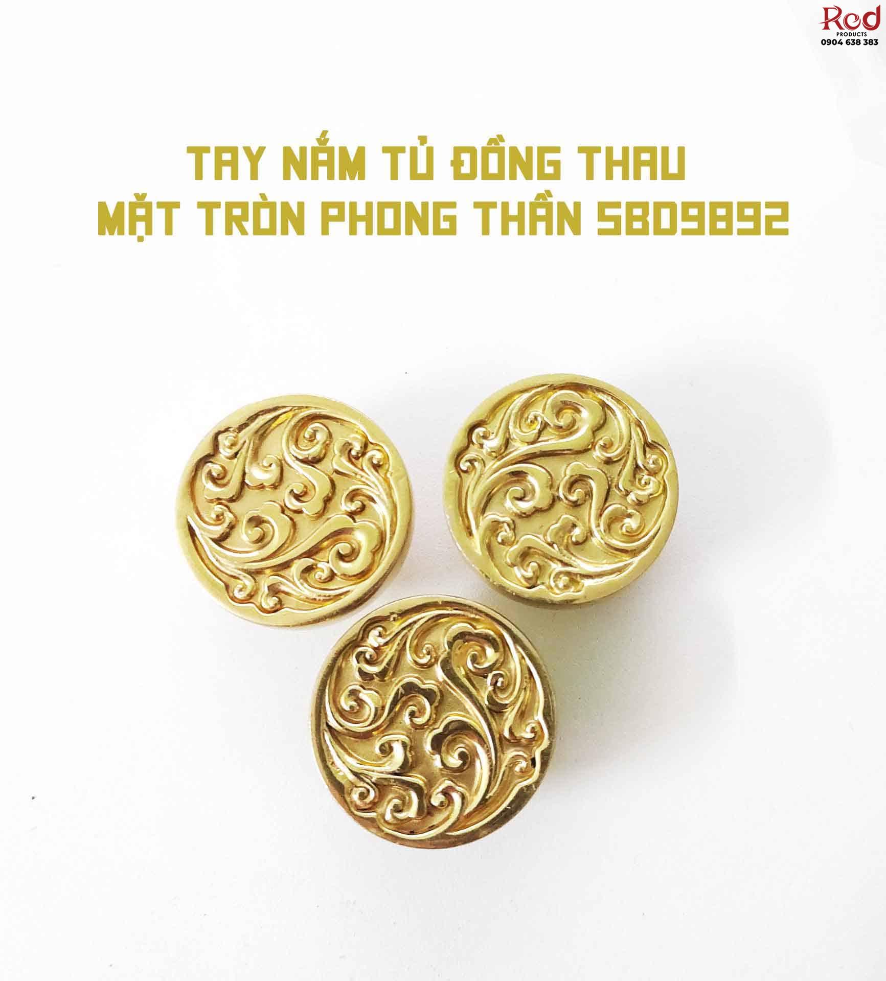 Tay nắm tủ đồng thau mặt tròn phong thần SBD9892 8