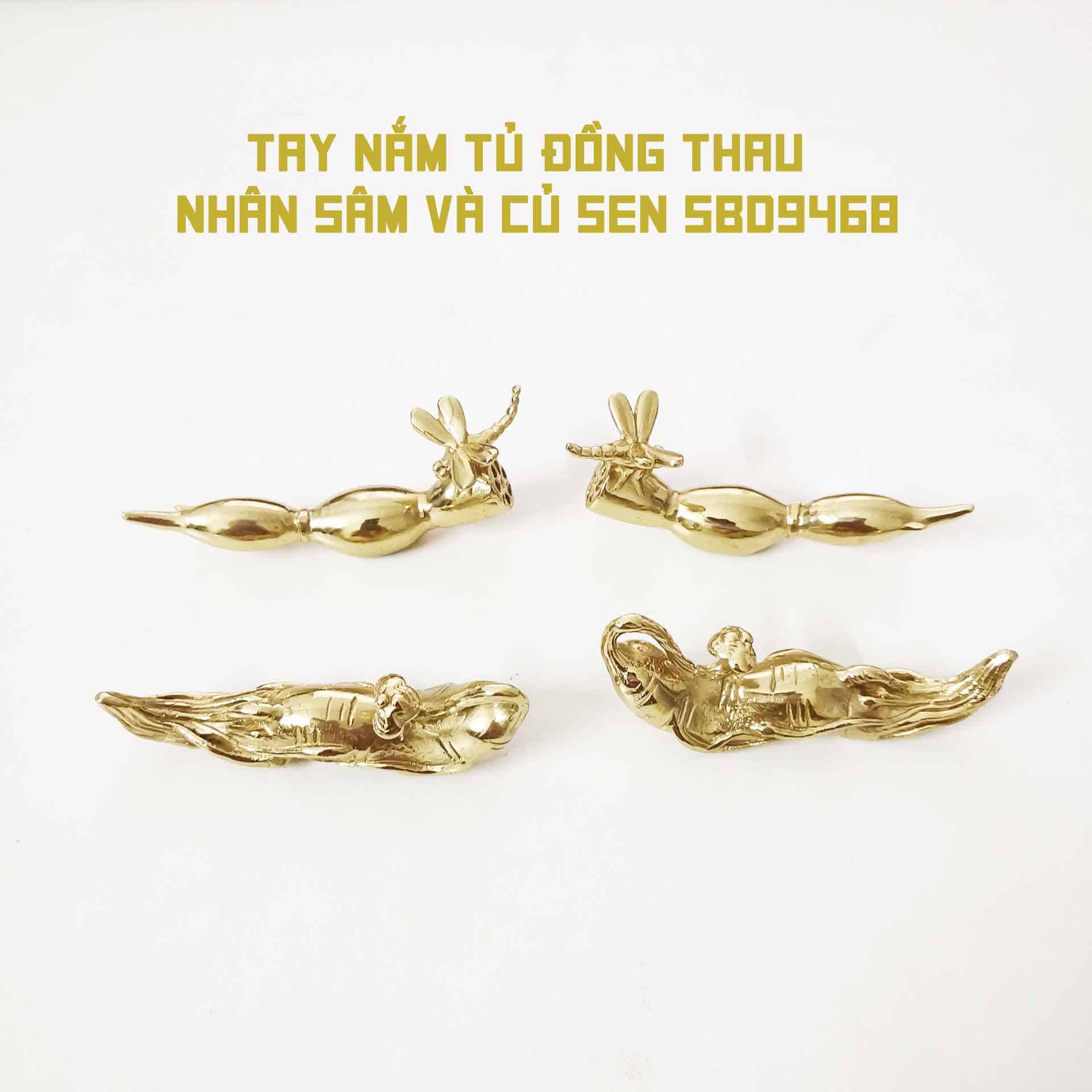 Tay nắm tủ đồng thau nhân sâm và củ sen SBD9468 10