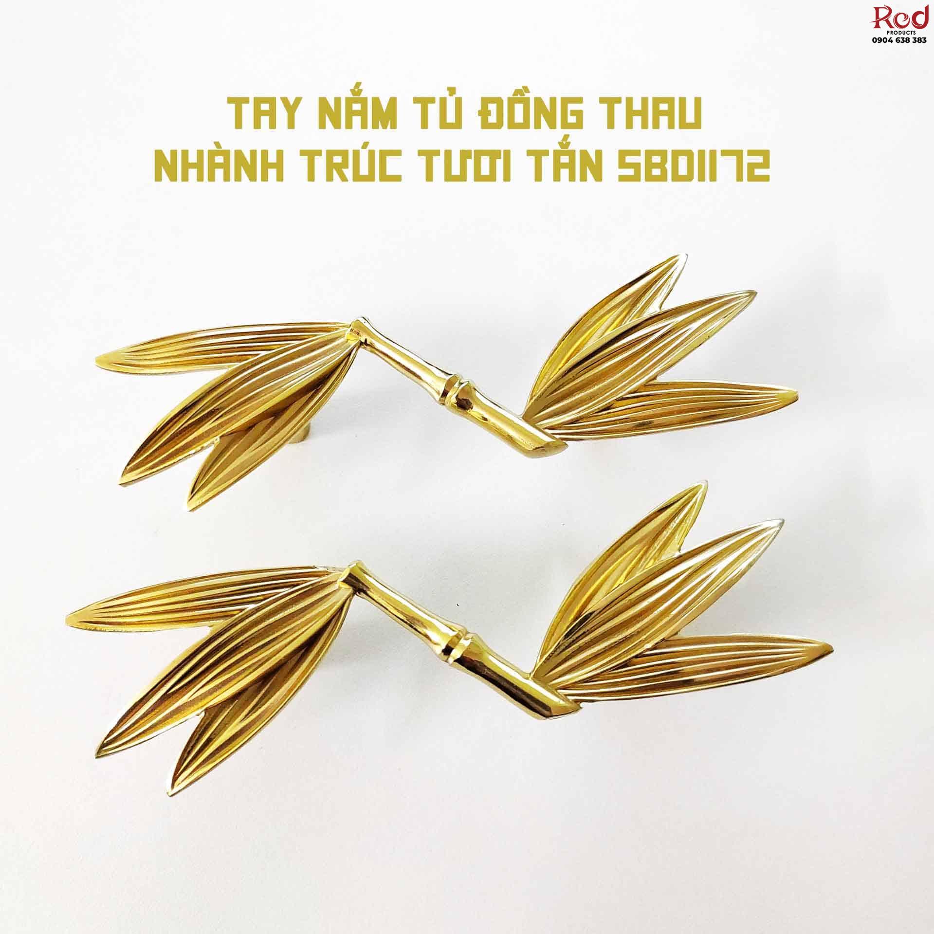 Tay nắm tủ đồng thau nhành trúc tươi tắn SBD1172 8