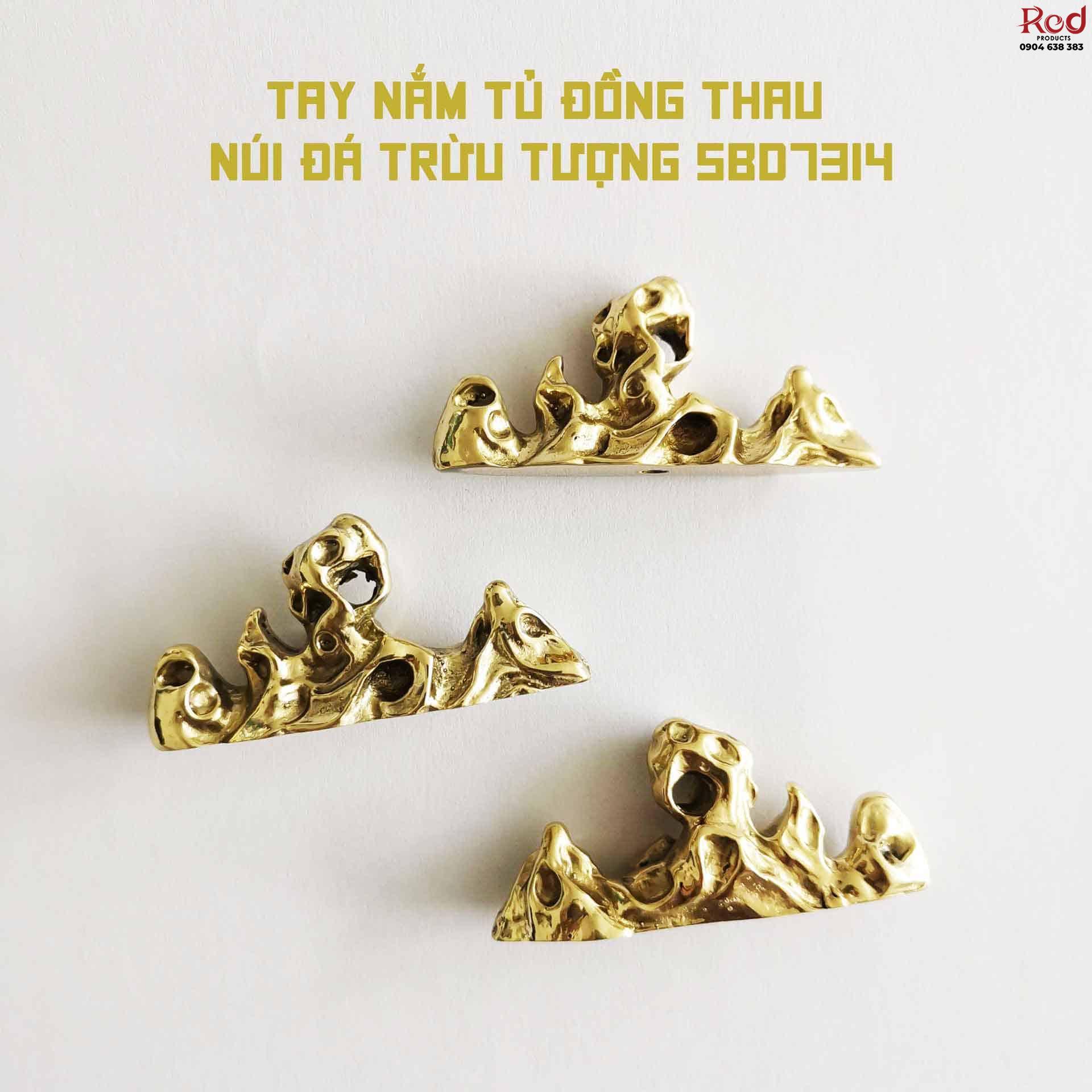 Tay nắm tủ đồng thau núi đá trừu tượng SBD7314 7