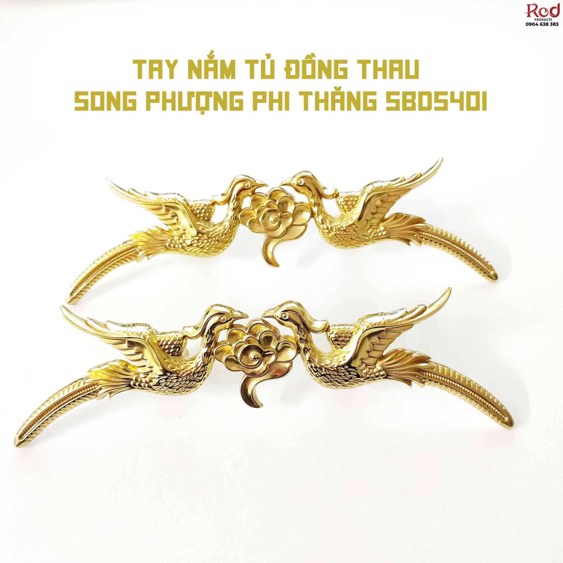 Tay nắm tủ đồng thau song phượng phi thăng SBD5401 9