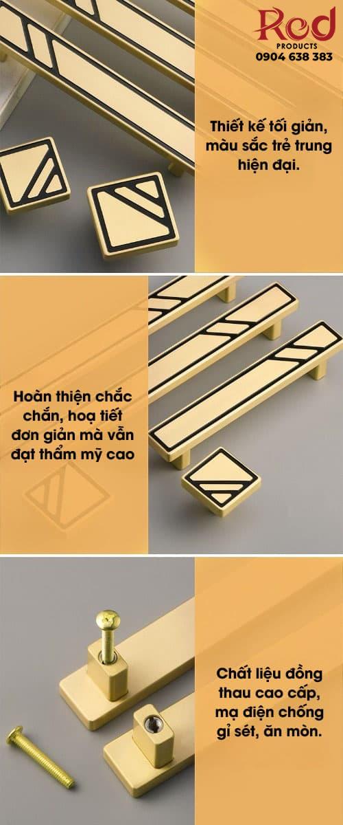 Tay nắm tủ đồng vàng hiện đại tối giản T2943 12