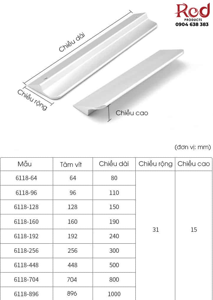 Tay nắm tủ giá rẻ hợp kim nhôm màu đen ALS6118-B 15