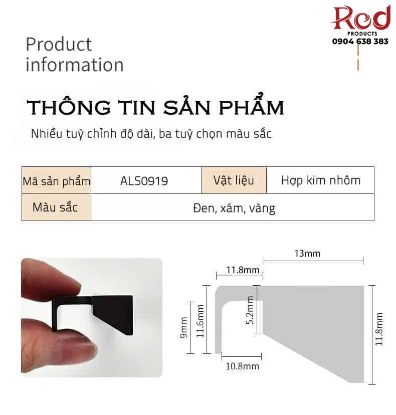 Tay nắm tủ hợp kim nhôm tối giản màu xám ALS0919GR 27