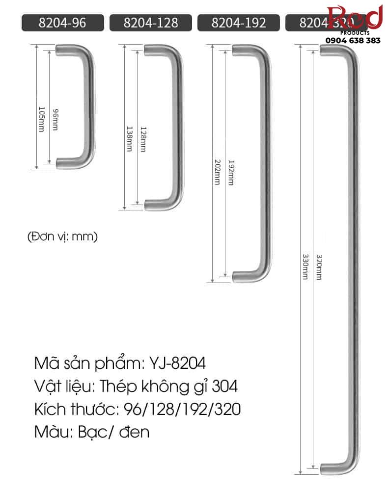 Tay nắm tủ inox hiện đại nhiều kích thước YJ-8204 20