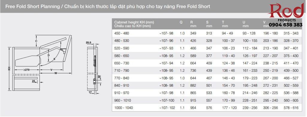 Tay nâng Hafele Free Fold Short cánh cao 840-910mm 2