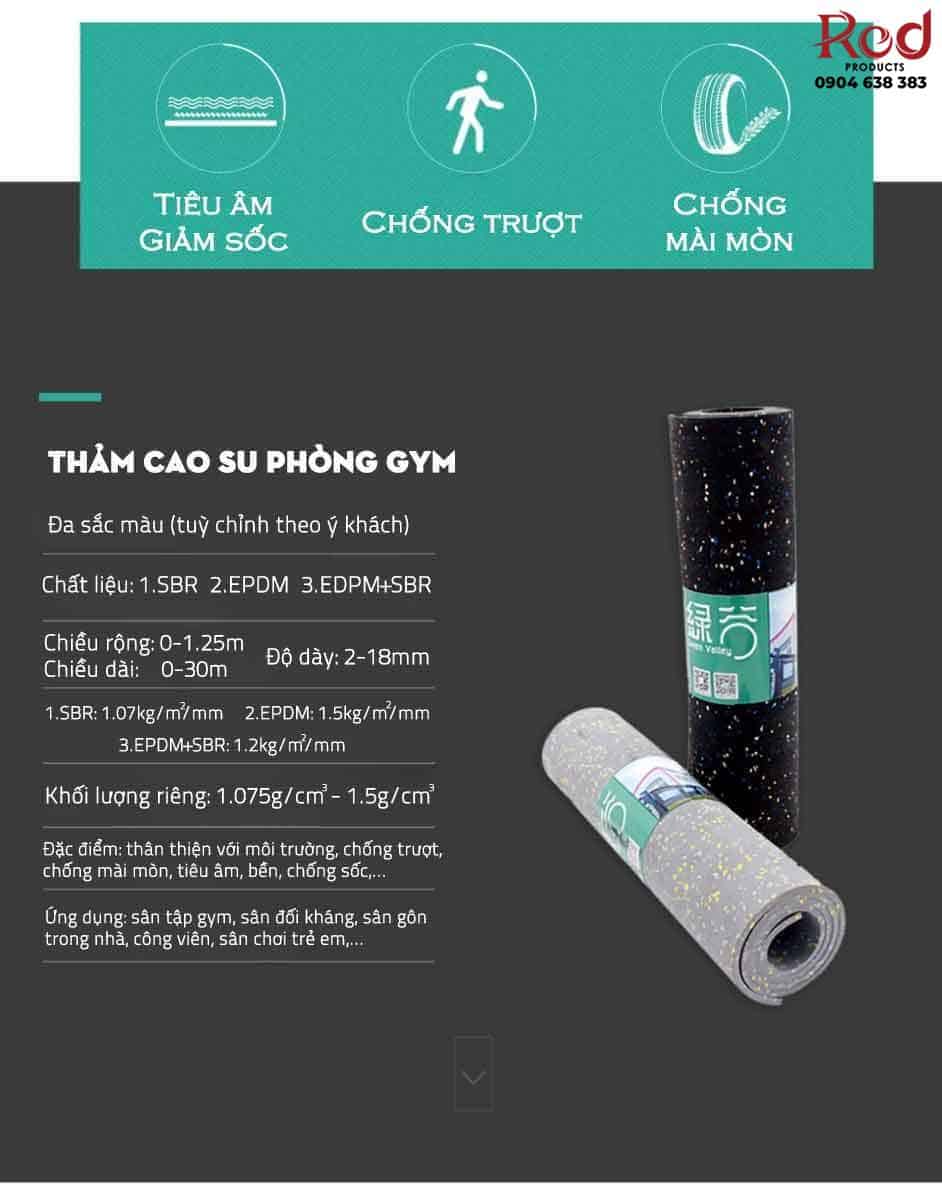 Thảm cao su cuộn phòng gym đốm SBR pha 1m2 TSBEP10 16