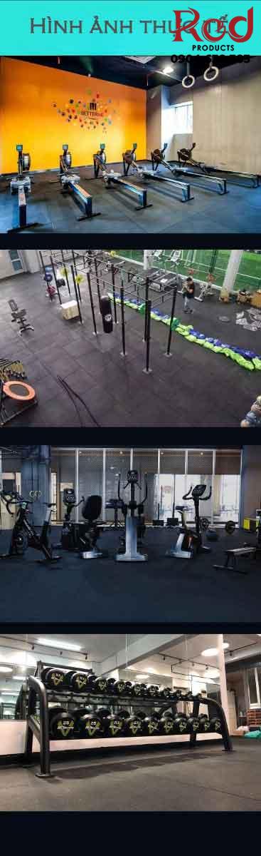 Thảm cao su tấm đen trơn cho phòng gym TGMF15 17